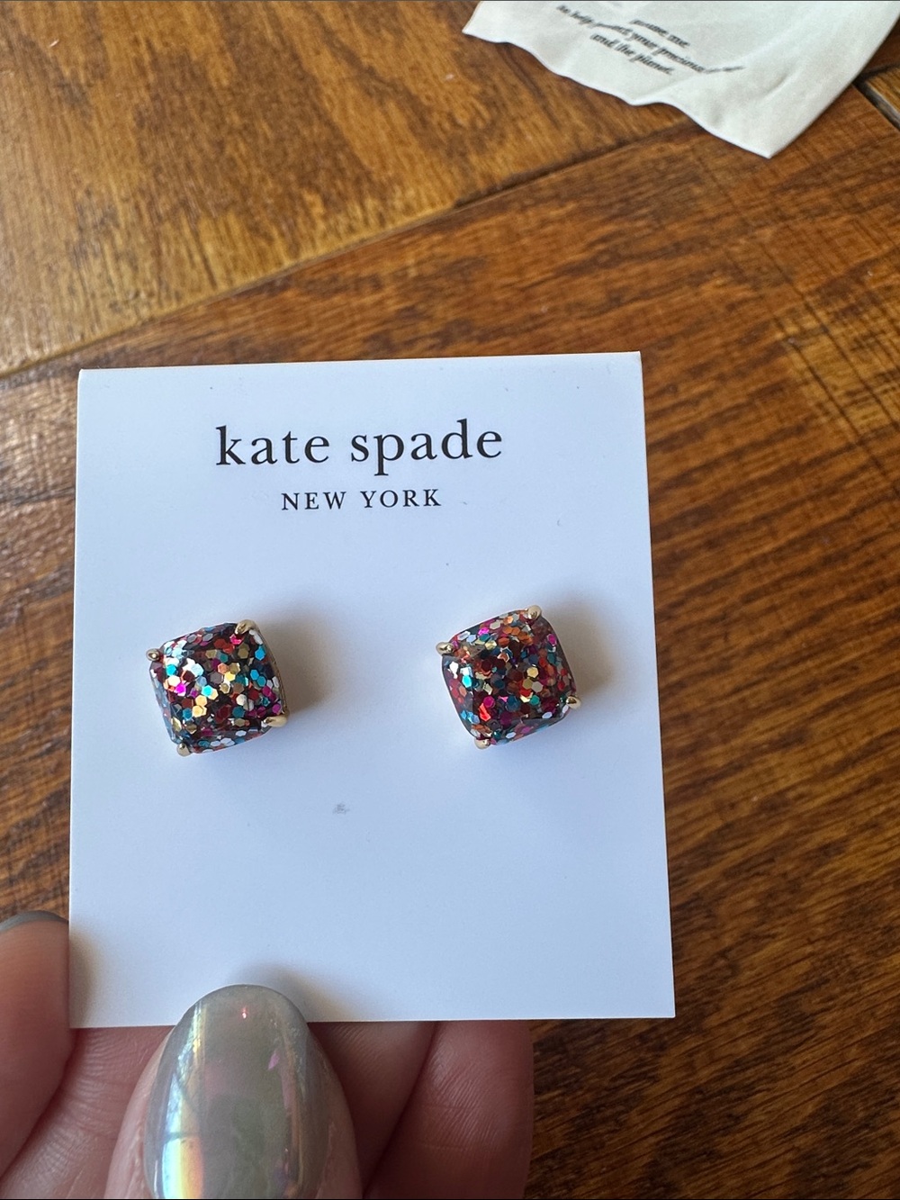 kate spade Multicolor Glitter Cube Stud Earrings - Picture 2 of 5